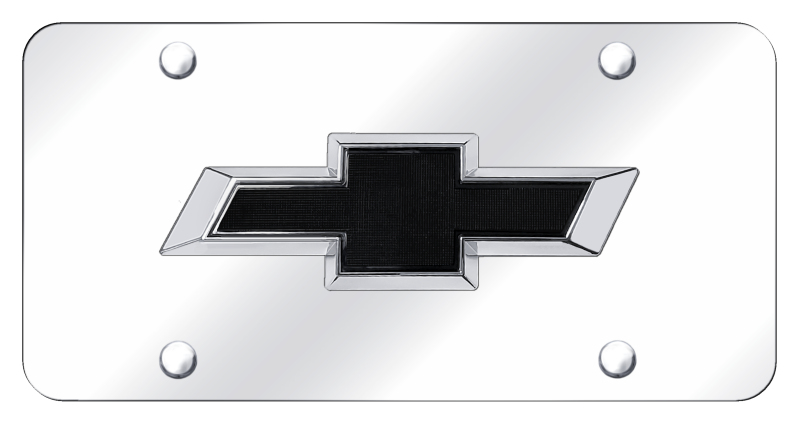 Chevrolet Black OEM License Plate - Chrome on Mirrored