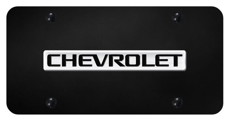 Chevrolet Name License Plate - Chrome on Black