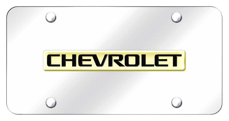 Chevrolet Name License Plate - Gold on Mirrored