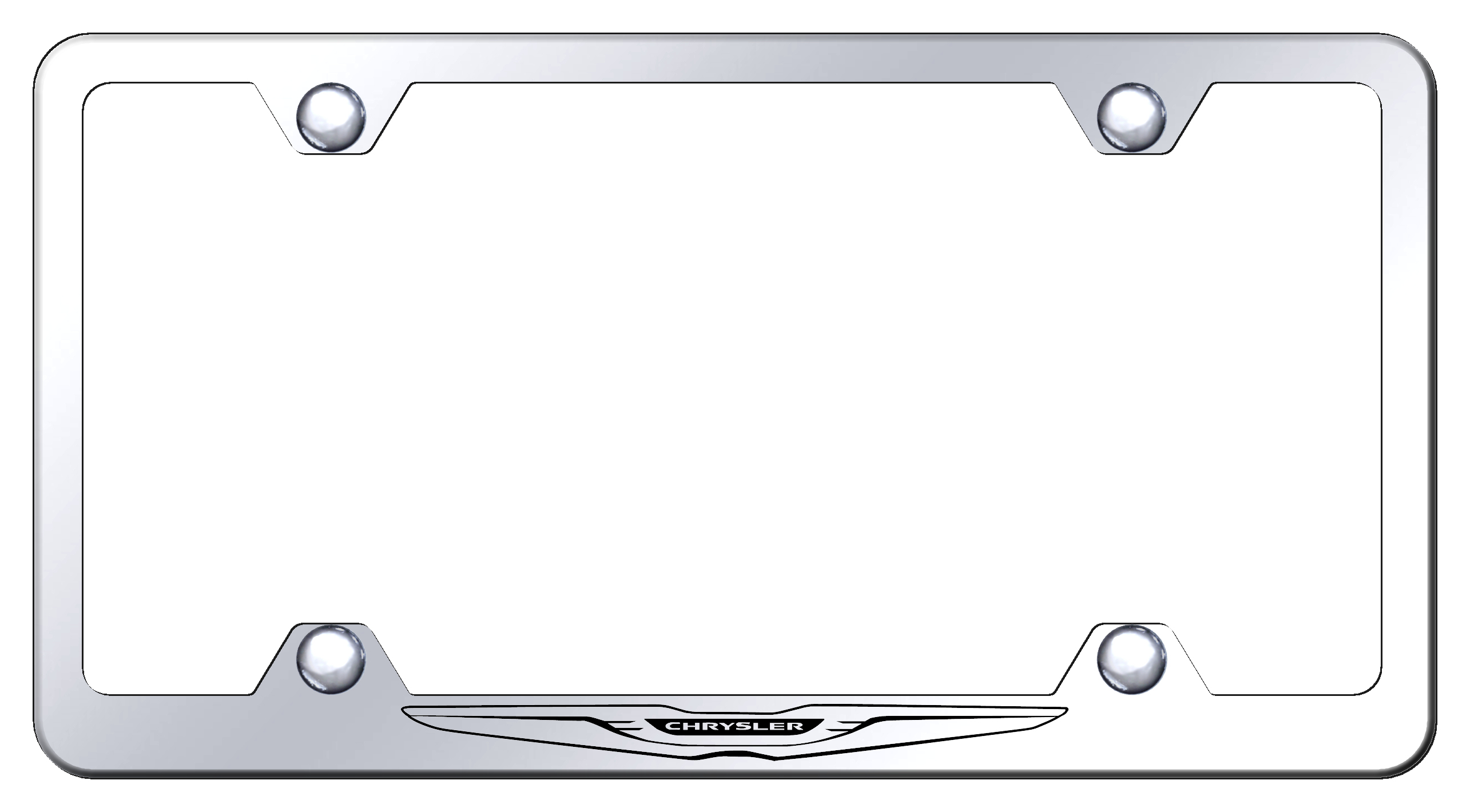 Chrysler Logo Laser Etched Stainless Steel Wide License Plate Frame - Finish:Mirror