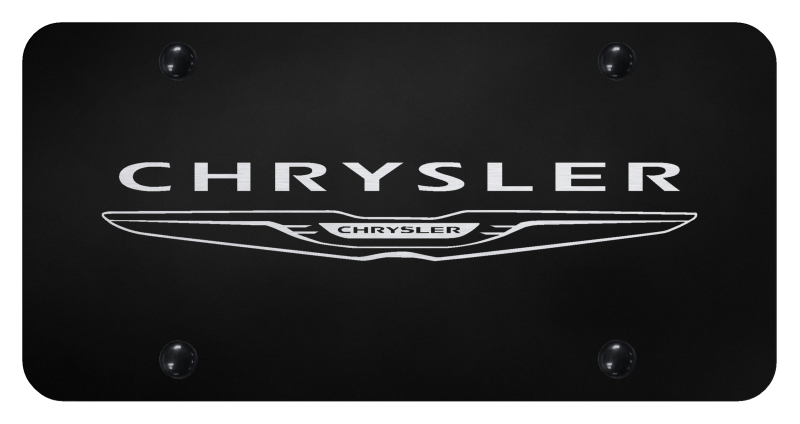 Chrysler Name and Logo License Plate - Laser Etched Black