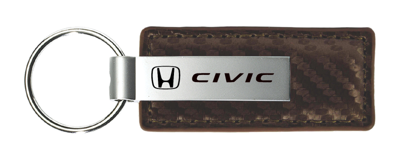 Civic Carbon Fiber Leather Key Fob - Taupe