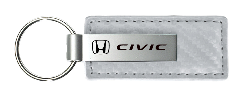 Civic Carbon Fiber Leather Key Fob - White