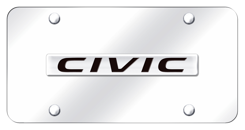 Civic Name License Plate - Chrome on Mirrored