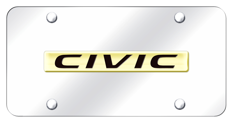 Civic Name License Plate - Gold on Mirrored