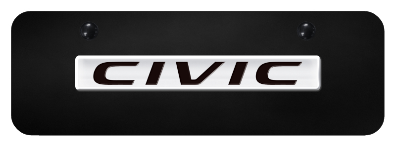 Civic Name Mini Plate - Chrome on Black
