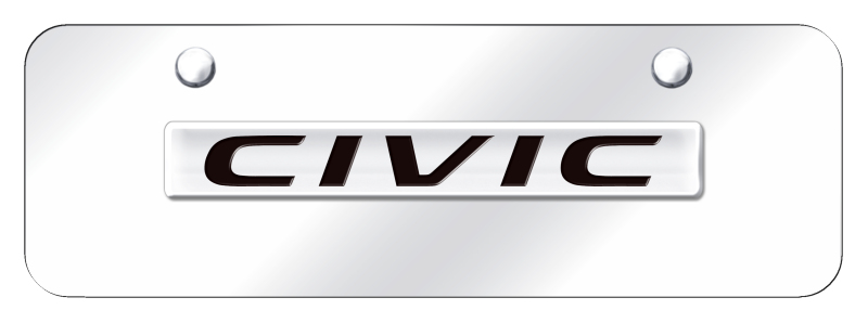 Civic Name Mini Plate - Chrome on Mirrored