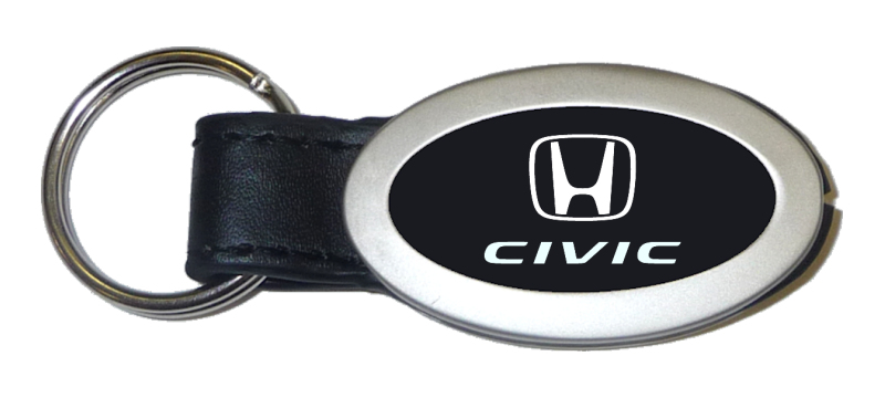 Civic Oval Leather Key Fob - Black