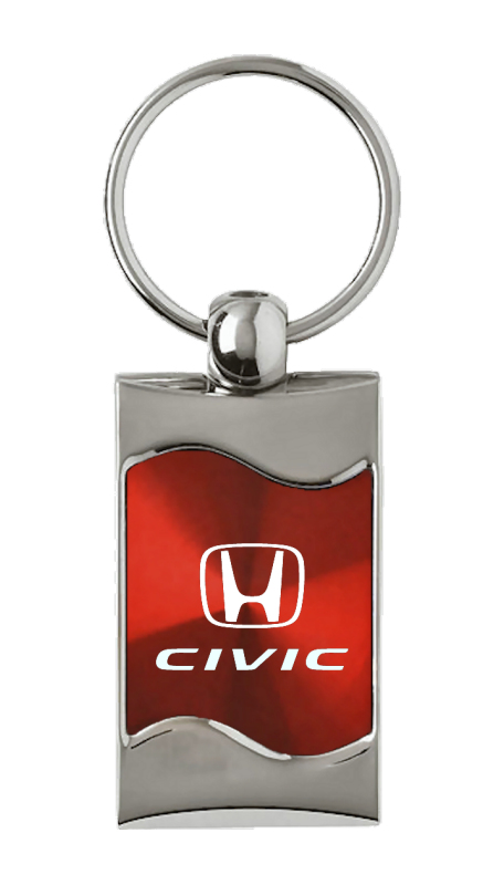 Civic Rectangular Wave Key Fob - Red