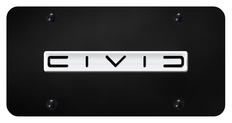 Civic (Reverse C) Name License Plate - Chrome on Black