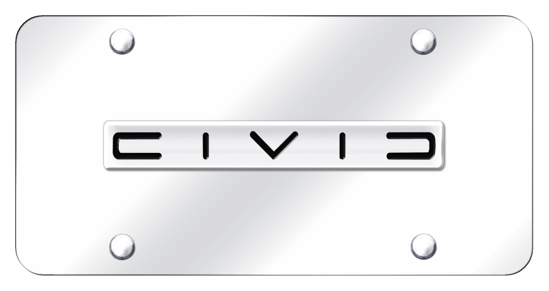 Civic (Reverse C) Name License Plate - Chrome on Mirrored