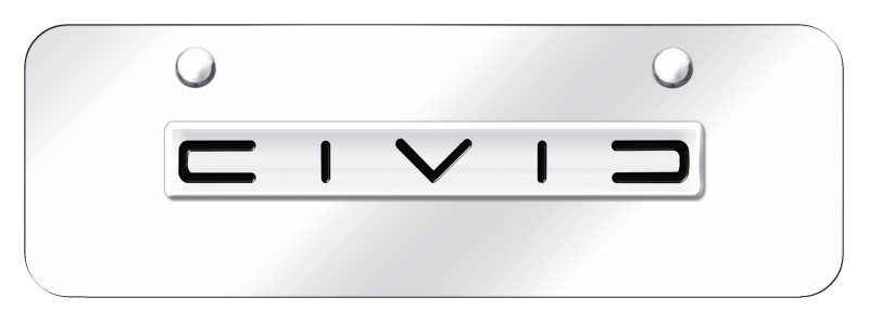 Civic (Reverse C) Name Mini Plate - Chrome on Mirrored