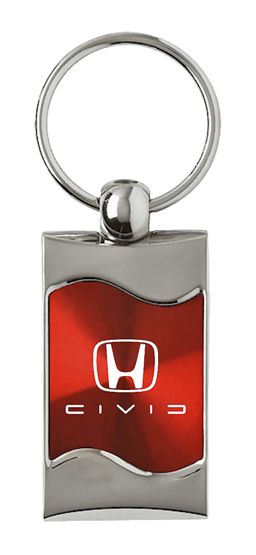 Civic (Reverse C) Rectangular Wave Key Fob - Red