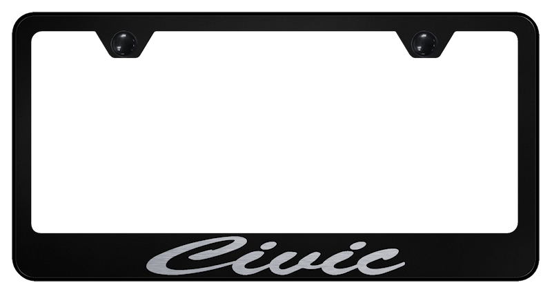 Civic Script Stainless Steel Frame - Laser Etched Black