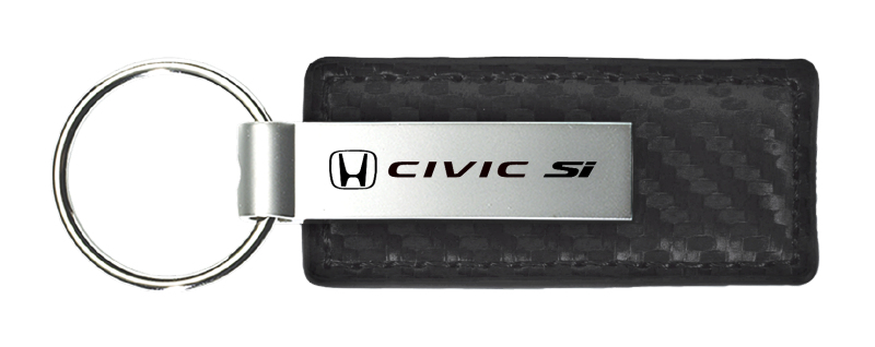 Civic SI Carbon Fiber Leather Key Fob - Black