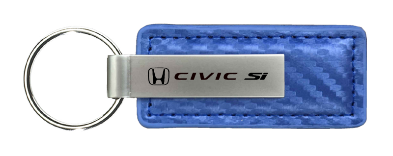 Civic SI Carbon Fiber Leather Key Fob - Blue
