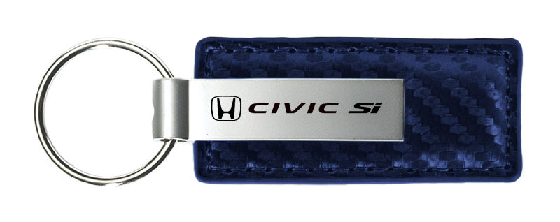 Civic SI Carbon Fiber Leather Key Fob - Navy