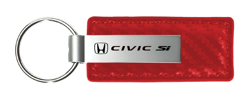 Civic SI Carbon Fiber Leather Key Fob - Red
