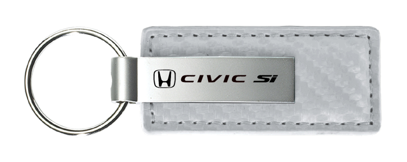 Civic SI Carbon Fiber Leather Key Fob - White