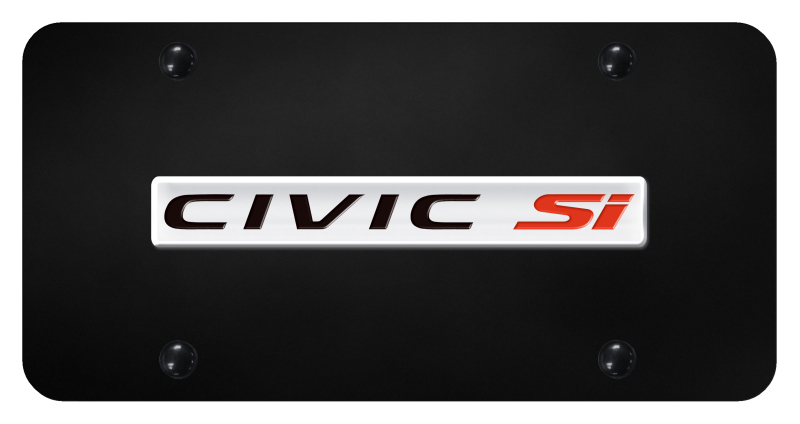 Civic SI Name License Plate - Chrome on Black