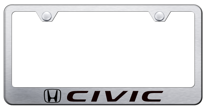 Honda Civic Laser Etched Stainless Steel License Plate Frame - Finish:Brush