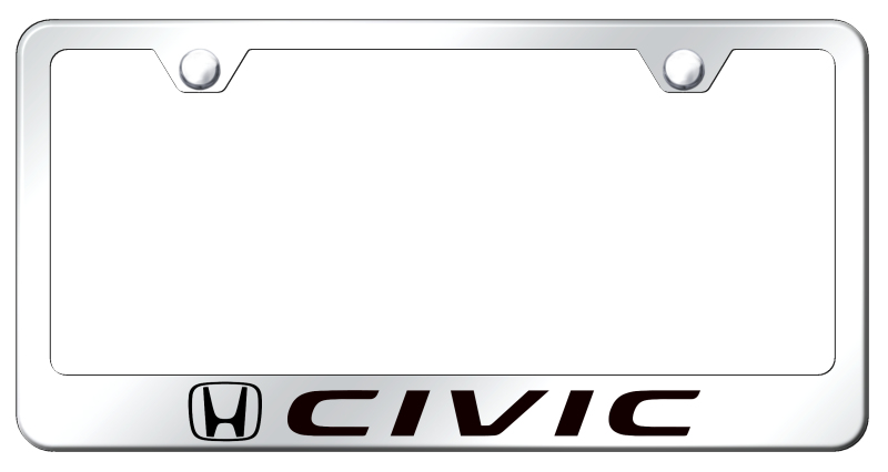 Honda Civic Laser Etched Stainless Steel License Plate Frame - Finish:Mirror