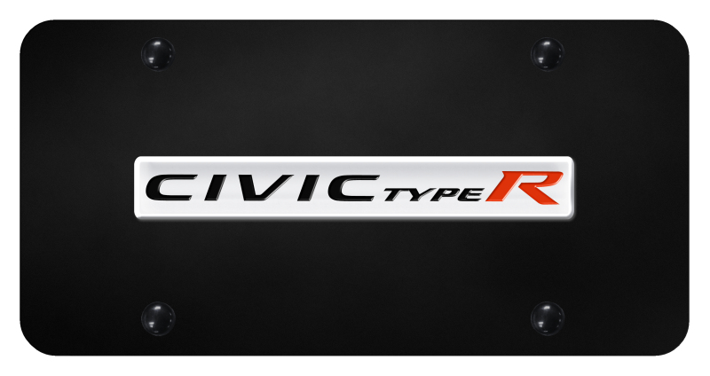 Civic Type R Name License Plate - Chrome on Black