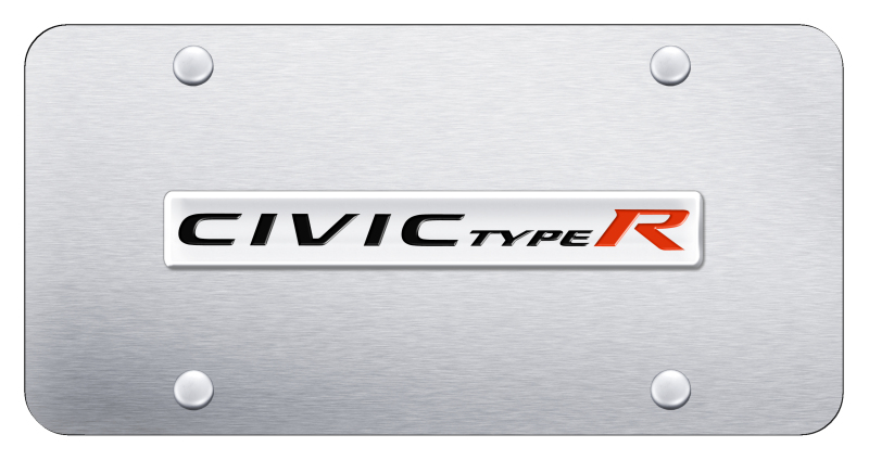 Civic Type R Name License Plate - Chrome on Brushed
