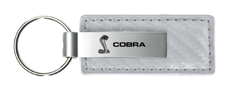 Cobra Carbon Fiber Leather Key Fob - White
