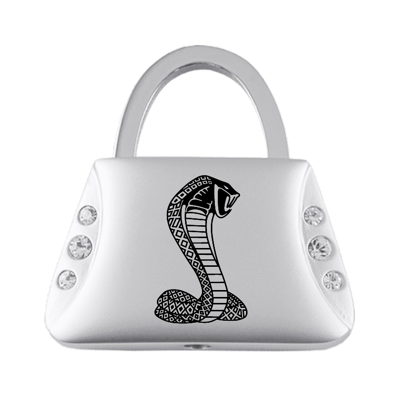 Cobra Jeweled Purse Key Fob - Silver