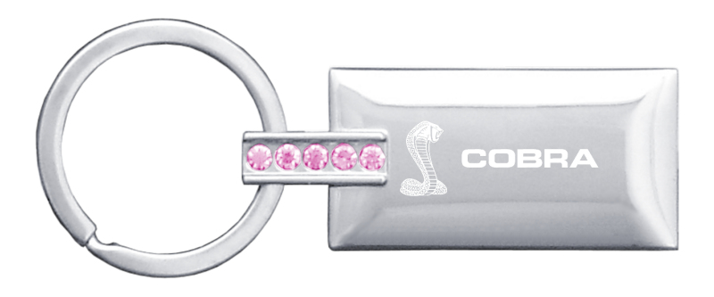 Cobra Jeweled Rectangular Key Fob - Pink