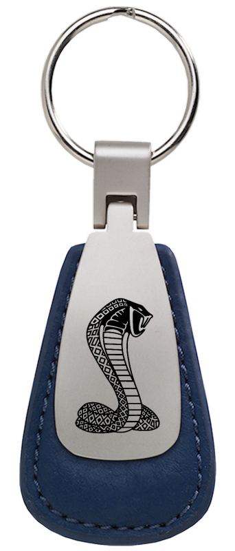 Cobra Leather Teardrop Key Fob - Blue