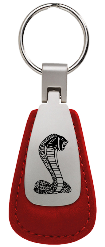Cobra Leather Teardrop Key Fob - Red