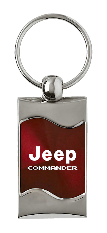 Commander Rectangular Wave Key Fob - Burgundy