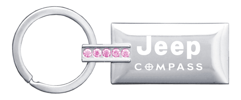 Compass Jeweled Rectangular Key Fob - Pink