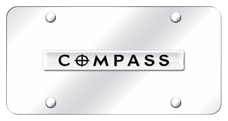Compass Name License Plate - Chrome on Mirrored