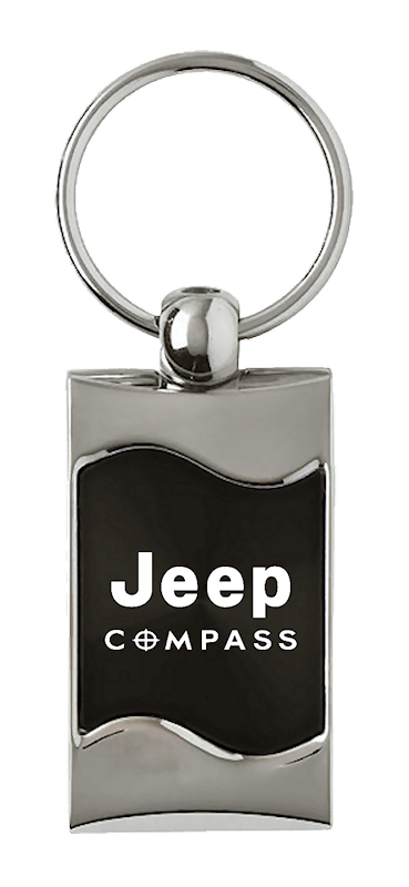 Compass Rectangular Wave Key Fob - Black