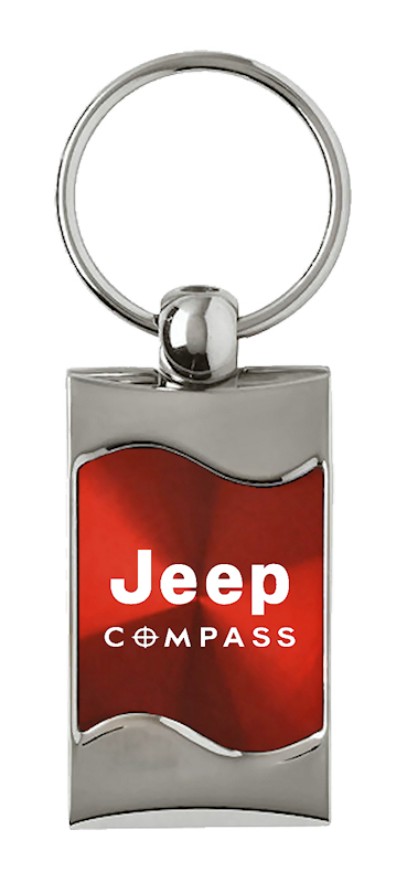 Compass Rectangular Wave Key Fob - Red