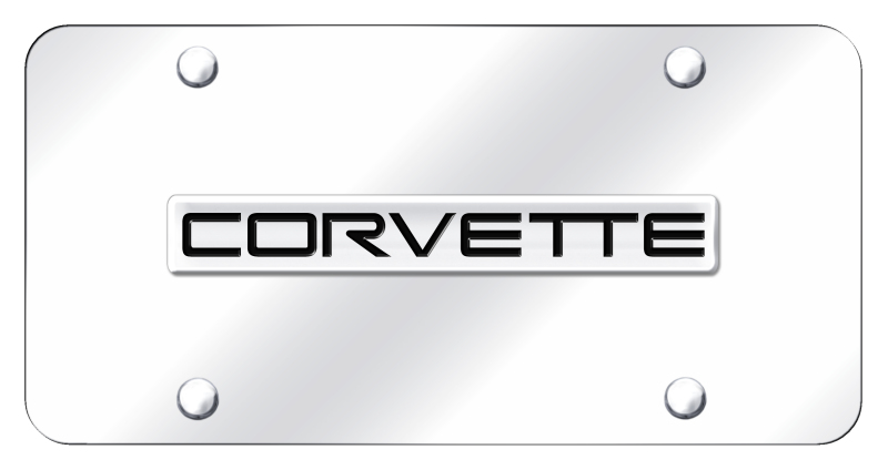 Corvette C4 Name License Plate - Chrome on Mirrored
