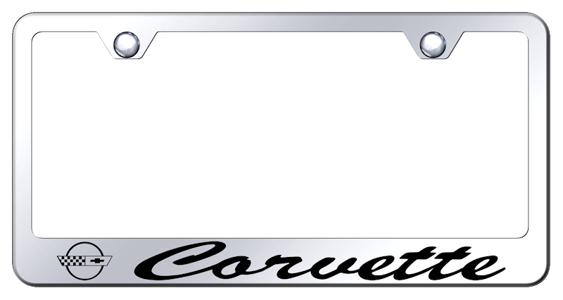 Corvette C4 Script Stainless Steel Frame - Etched Mirrored