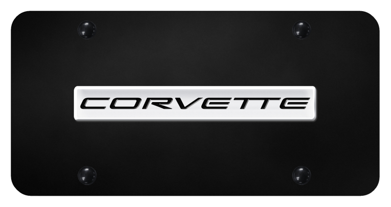 Corvette C5 Name License Plate - Chrome on Black