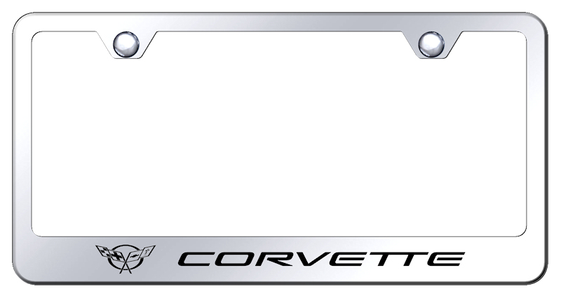 Corvette C5 Laser Etched Stainless Steel License Plate Frame - Finish:Mirror