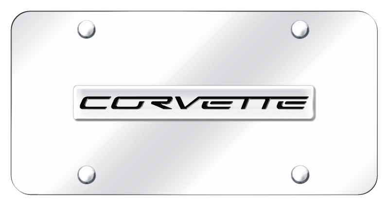 Corvette C6 Name License Plate - Chrome on Mirrored