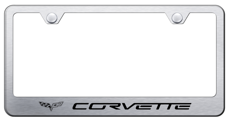 Corvette C6 Laser Etched Stainless Steel License Plate Frame - Finish:Brush