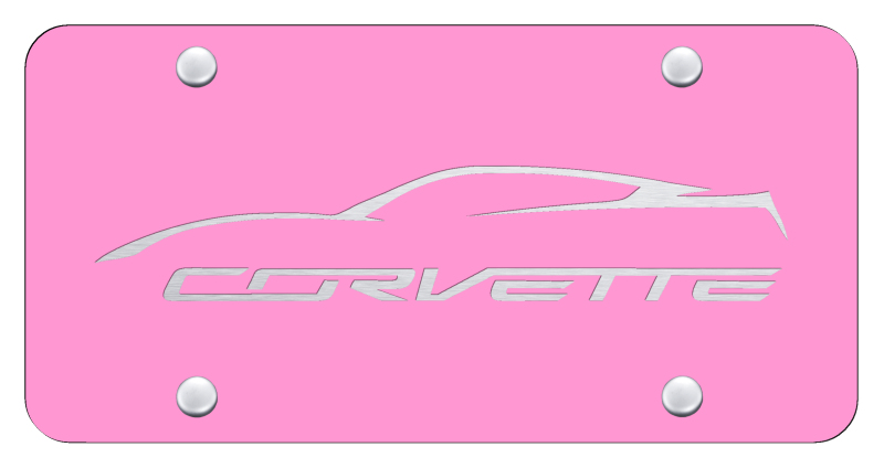 Corvette C7 Profile License Plate - Laser Etched Pink