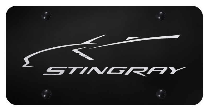 Laser Etched Stingray Corvette Stainless Steel License Plate - Finish:Black