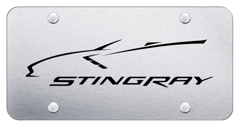 Laser Etched Stingray Corvette Stainless Steel License Plate - Finish:Brush
