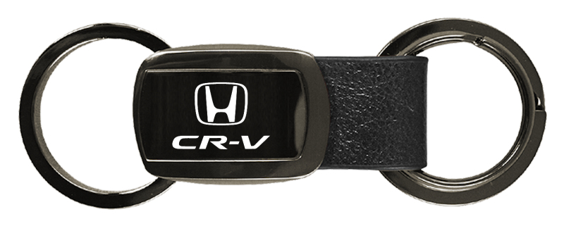 CR-V Leather Tri-Ring Key Fob - Gun Metal