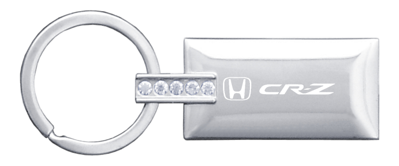 CR-Z Jeweled Rectangular Key Fob - Silver