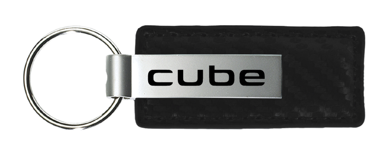 Cube Carbon Fiber Leather Key Fob - Black